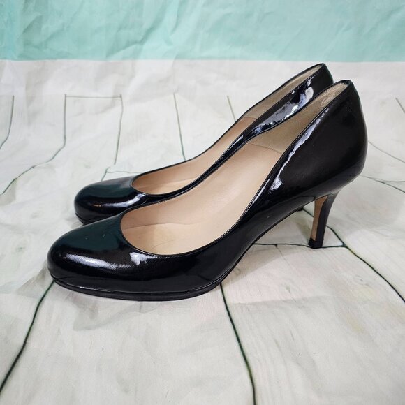 L.K.BENNETT Black Patent Leather Sabira Heels Pumps~Size 39 - Picture 2 of 8